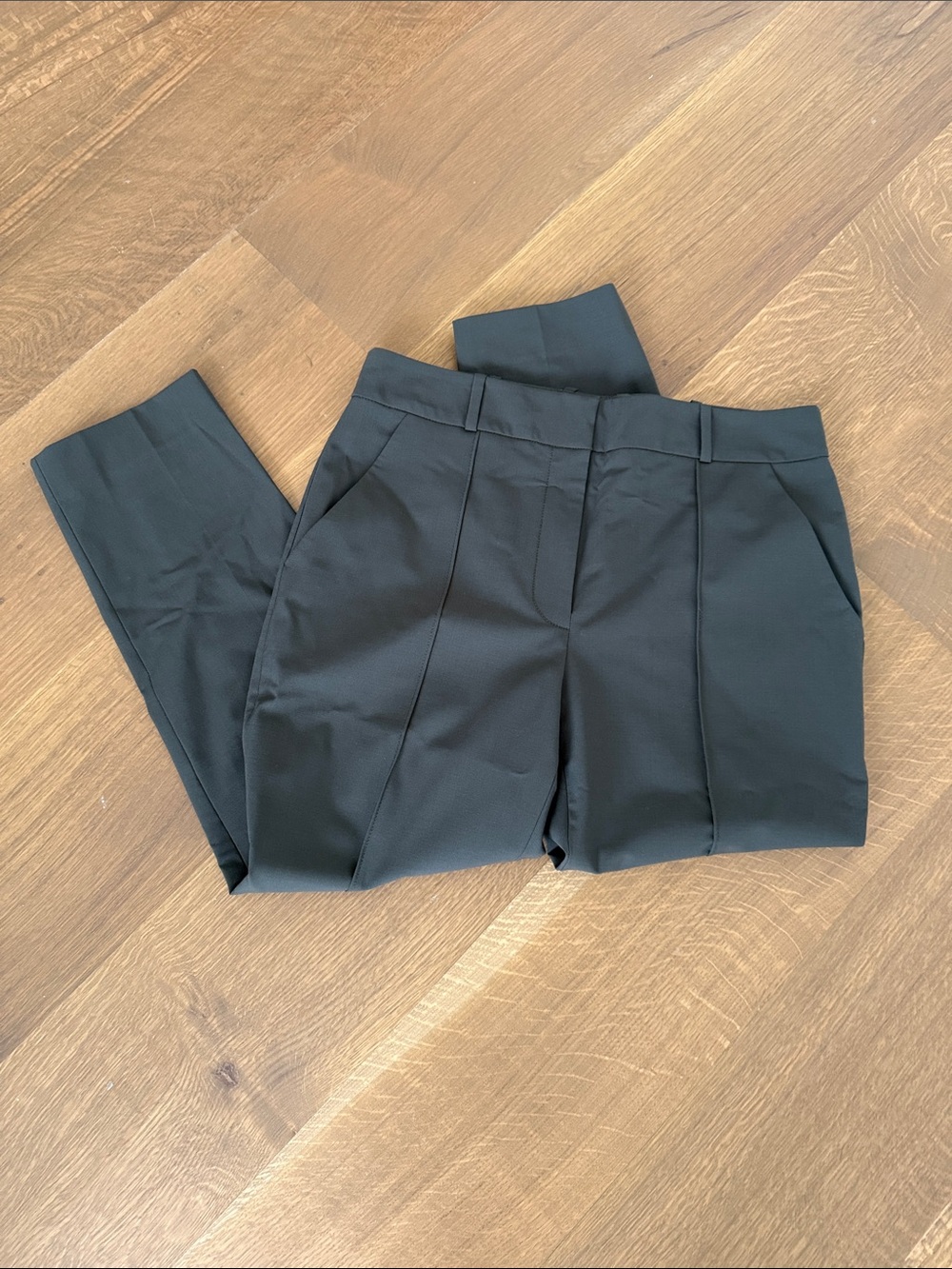 Veronica Beard Olive Green High-Waist Tailored Pants